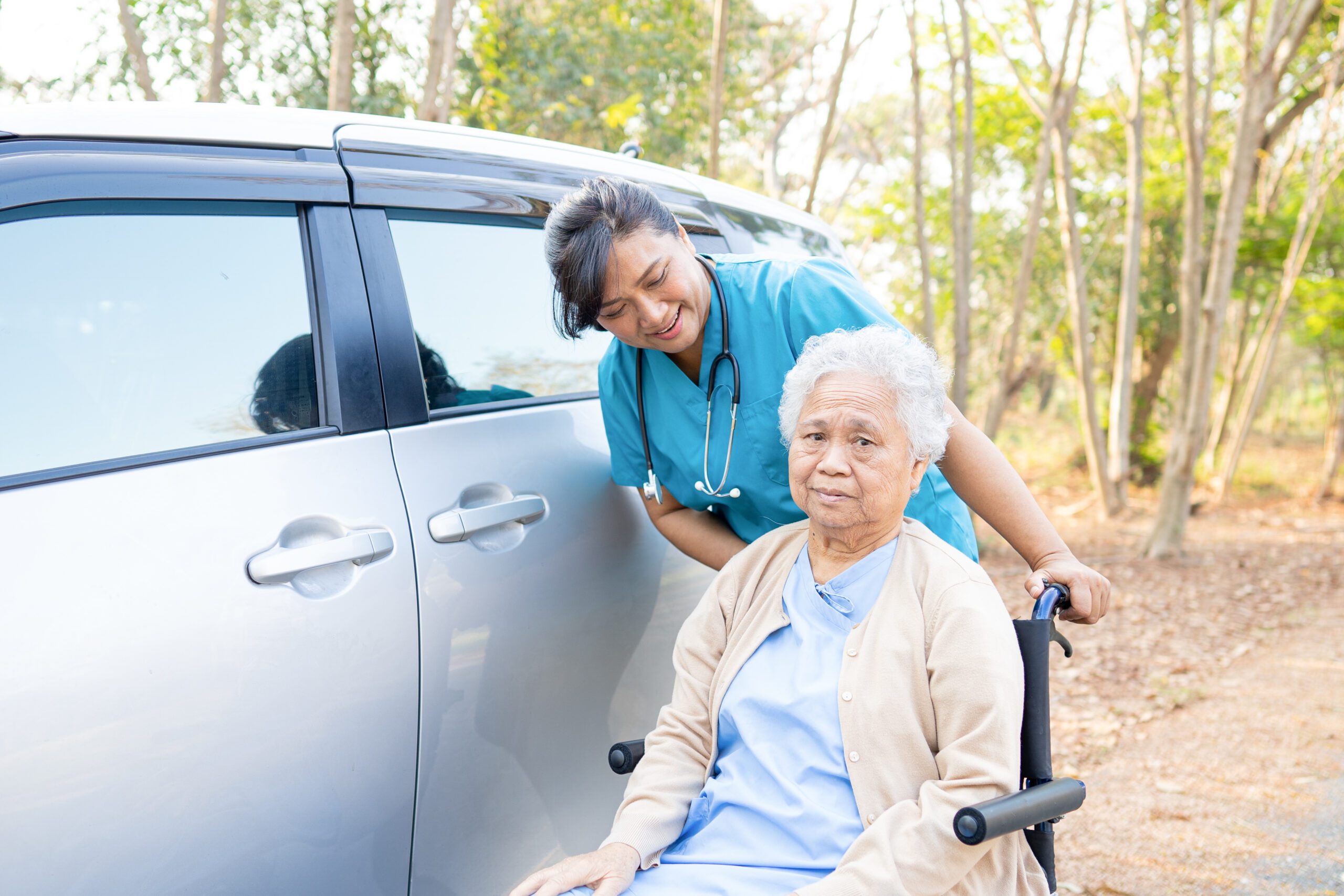 Helping Senior Asian Woman
